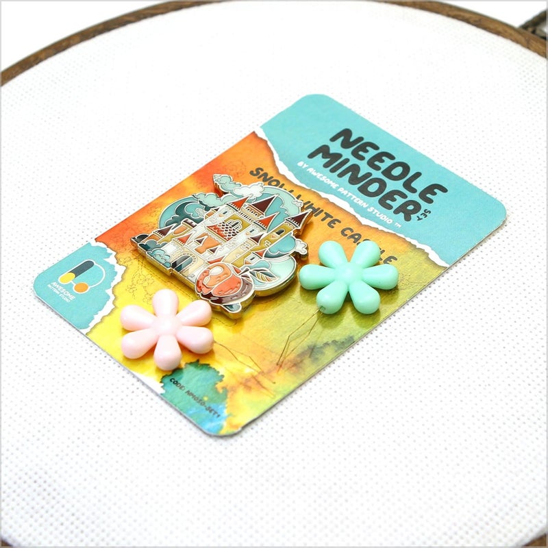 Awesome Pattern Studio Needle Minder Set - Snow White Castle Magnetic Needle Minder + 2 Needle Threaders. Enamel Pin for Cross Stitch, Embroidery and Craft - Image 3